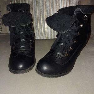 Ladies Black Call It Spring Combat Booties - Size 10